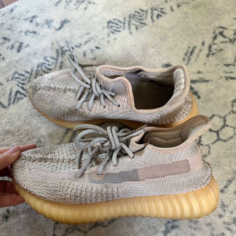 Yeezy Cream Tan Sneakers with Primeknit and Boost Cushioning